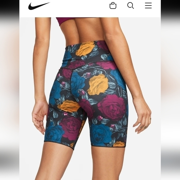 Nike One Icon Clash Dark Floral Tight Shorts, Size XS - Picture 2 of 13